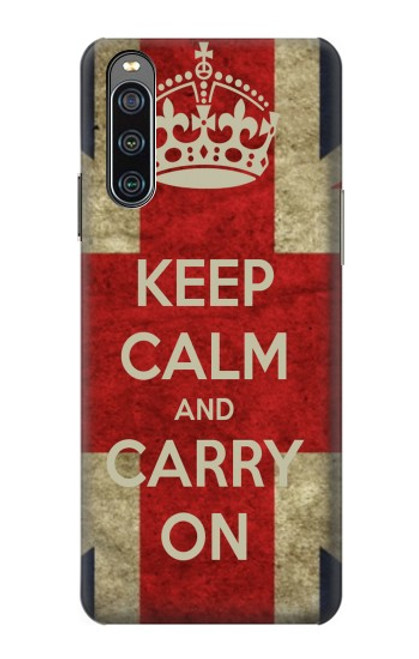 W0674 Keep Calm and Carry On Hülle Schutzhülle Taschen und Leder Flip für Sony Xperia 10 IV