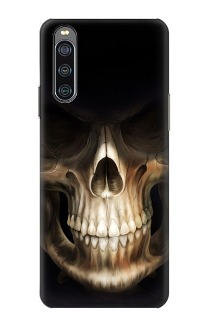 W1107 Skull Face Grim Reaper Hülle Schutzhülle Taschen und Leder Flip für Sony Xperia 10 IV