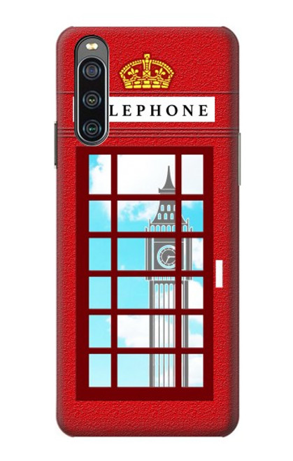 W2059 England British Telephone Box Minimalist Hülle Schutzhülle Taschen und Leder Flip für Sony Xperia 10 IV