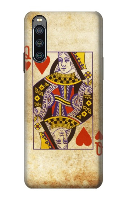 W2833 Poker Card Queen Hearts Hülle Schutzhülle Taschen und Leder Flip für Sony Xperia 10 IV