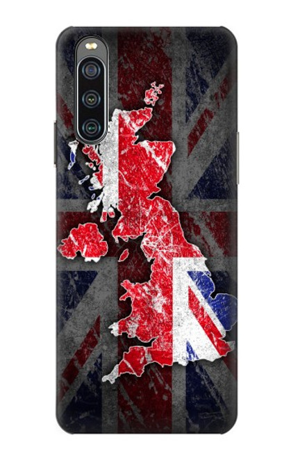 W2936 UK British Flag Map Hülle Schutzhülle Taschen und Leder Flip für Sony Xperia 10 IV