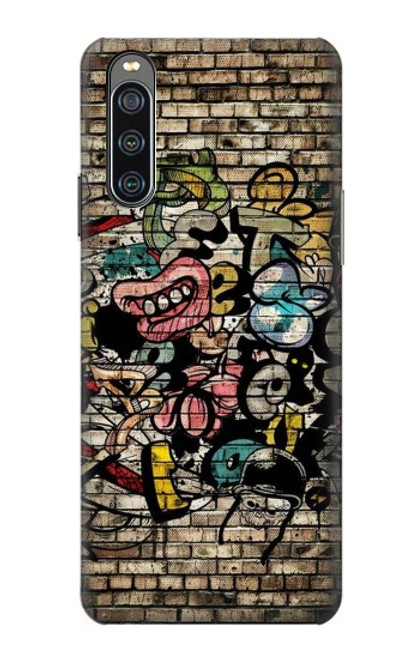 W3394 Graffiti Wall Hülle Schutzhülle Taschen und Leder Flip für Sony Xperia 10 IV