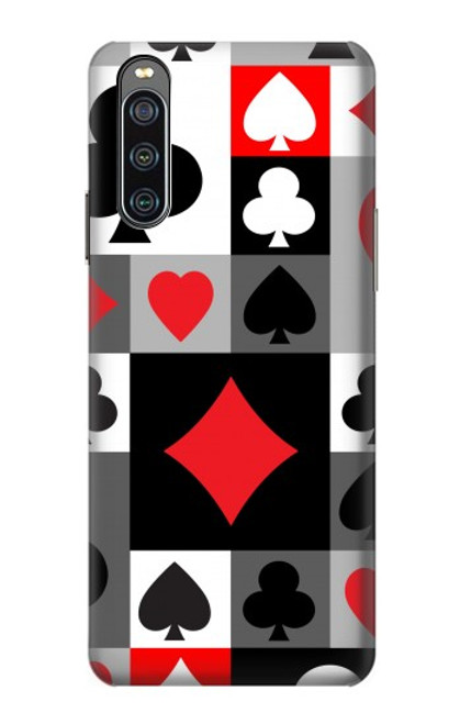 W3463 Poker Card Suit Hülle Schutzhülle Taschen und Leder Flip für Sony Xperia 10 IV