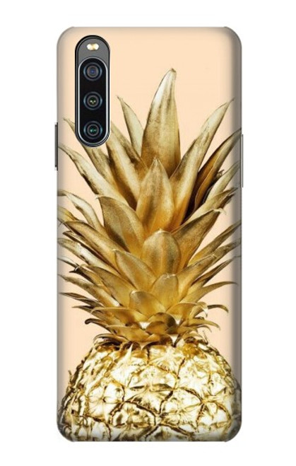 W3490 Gold Pineapple Hülle Schutzhülle Taschen und Leder Flip für Sony Xperia 10 IV