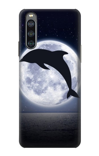 W3510 Dolphin Moon Night Hülle Schutzhülle Taschen und Leder Flip für Sony Xperia 10 IV