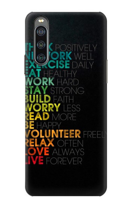 W3523 Think Positive Words Quotes Hülle Schutzhülle Taschen und Leder Flip für Sony Xperia 10 IV