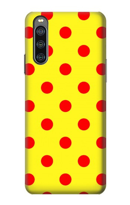 W3526 Red Spot Polka Dot Hülle Schutzhülle Taschen und Leder Flip für Sony Xperia 10 IV