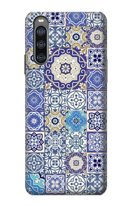 W3537 Moroccan Mosaic Pattern Hülle Schutzhülle Taschen und Leder Flip für Sony Xperia 10 IV