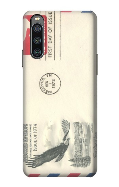 W3551 Vintage Airmail Envelope Art Hülle Schutzhülle Taschen und Leder Flip für Sony Xperia 10 IV