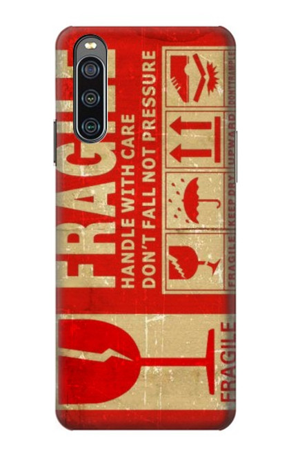 W3552 Vintage Fragile Label Art Hülle Schutzhülle Taschen und Leder Flip für Sony Xperia 10 IV