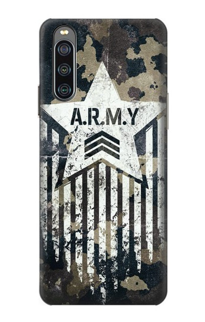 W3666 Army Camo Camouflage Hülle Schutzhülle Taschen und Leder Flip für Sony Xperia 10 IV