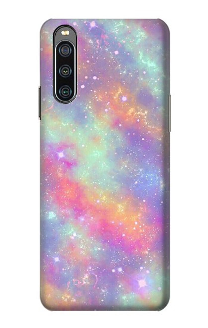 W3706 Pastel Rainbow Galaxy Pink Sky Hülle Schutzhülle Taschen und Leder Flip für Sony Xperia 10 IV