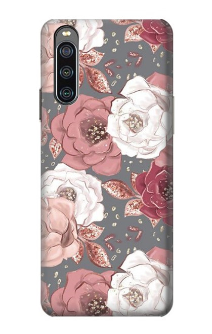 W3716 Rose Floral Pattern Hülle Schutzhülle Taschen und Leder Flip für Sony Xperia 10 IV