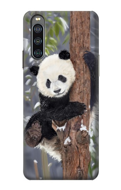 W3793 Cute Baby Panda Snow Painting Hülle Schutzhülle Taschen und Leder Flip für Sony Xperia 10 IV