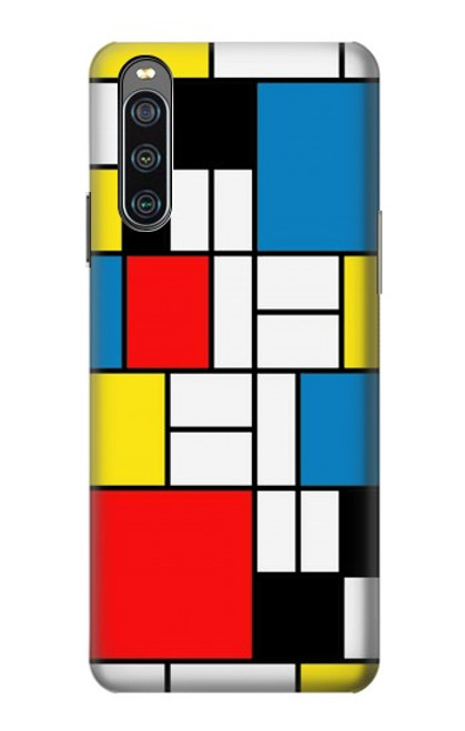 W3814 Piet Mondrian Line Art Composition Hülle Schutzhülle Taschen und Leder Flip für Sony Xperia 10 IV