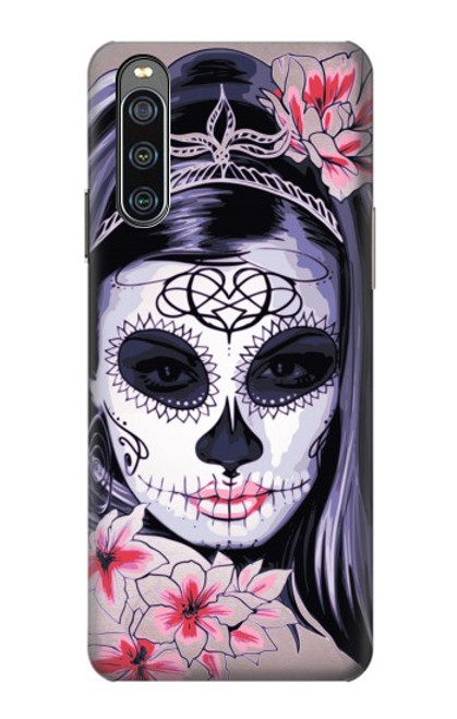 W3821 Sugar Skull Steam Punk Girl Gothic Hülle Schutzhülle Taschen und Leder Flip für Sony Xperia 10 IV