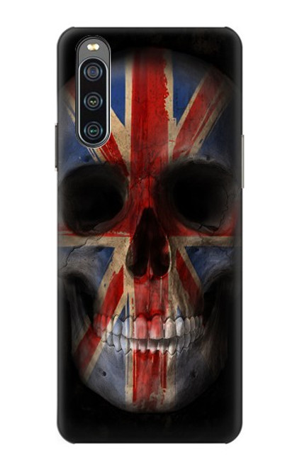 W3848 United Kingdom Flag Skull Hülle Schutzhülle Taschen und Leder Flip für Sony Xperia 10 IV