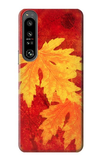 W0479 Maple Leaf Hülle Schutzhülle Taschen und Leder Flip für Sony Xperia 1 IV