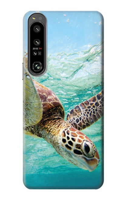 W1377 Ocean Sea Turtle Hülle Schutzhülle Taschen und Leder Flip für Sony Xperia 1 IV