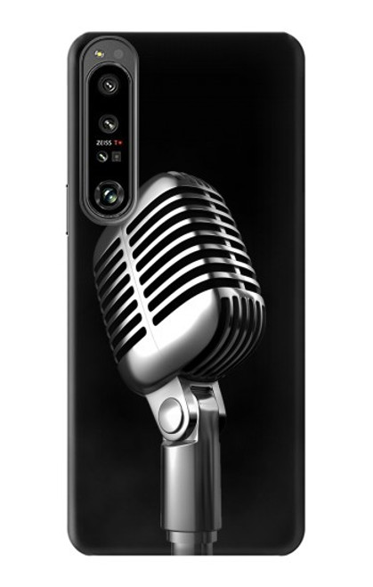 W1672 Retro Microphone Jazz Music Hülle Schutzhülle Taschen und Leder Flip für Sony Xperia 1 IV