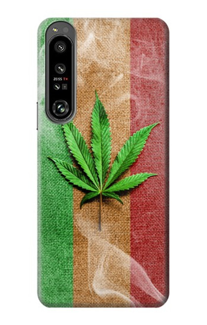 W2109 Marijuana Rasta Flag Hülle Schutzhülle Taschen und Leder Flip für Sony Xperia 1 IV