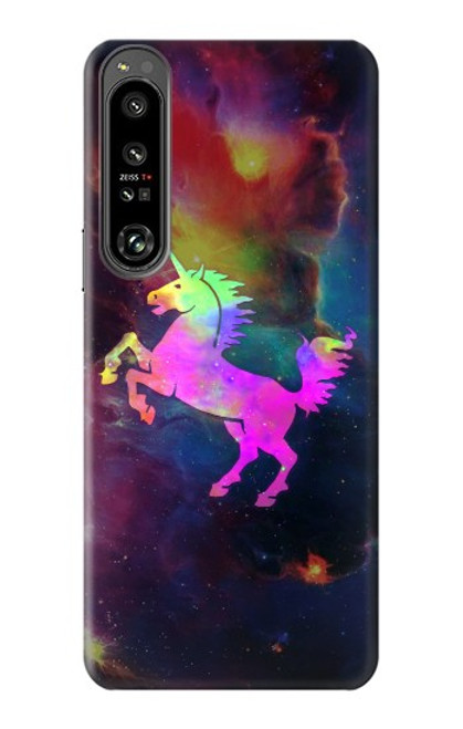 W2486 Rainbow Unicorn Nebula Space Hülle Schutzhülle Taschen und Leder Flip für Sony Xperia 1 IV