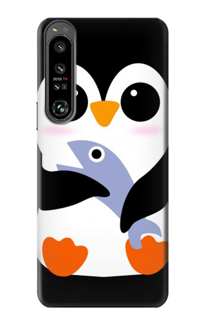 W2631 Cute Baby Penguin Hülle Schutzhülle Taschen und Leder Flip für Sony Xperia 1 IV