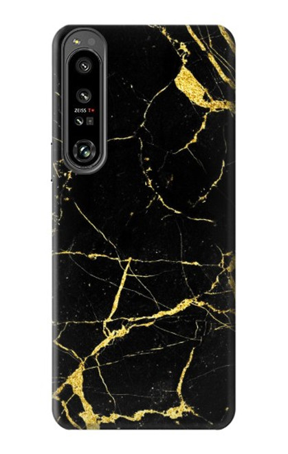 W2896 Gold Marble Graphic Printed Hülle Schutzhülle Taschen und Leder Flip für Sony Xperia 1 IV