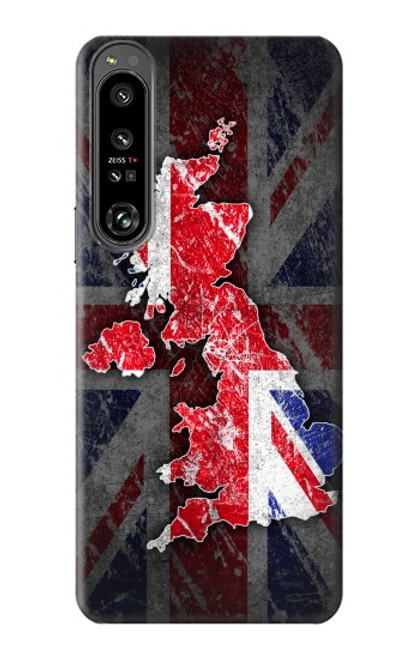 W2936 UK British Flag Map Hülle Schutzhülle Taschen und Leder Flip für Sony Xperia 1 IV
