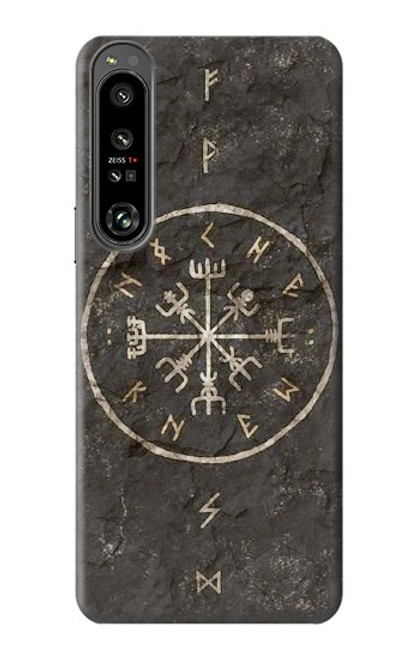 W3413 Norse Ancient Viking Symbol Hülle Schutzhülle Taschen und Leder Flip für Sony Xperia 1 IV