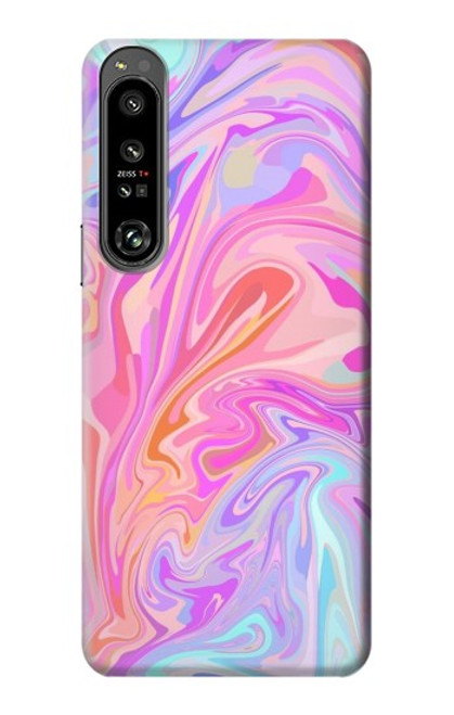 W3444 Digital Art Colorful Liquid Hülle Schutzhülle Taschen und Leder Flip für Sony Xperia 1 IV