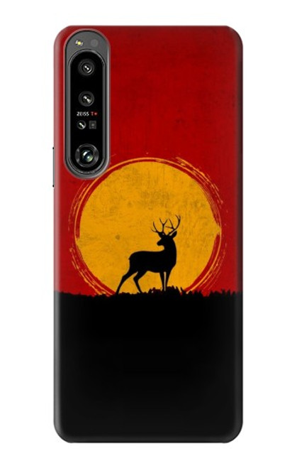 W3513 Deer Sunset Hülle Schutzhülle Taschen und Leder Flip für Sony Xperia 1 IV