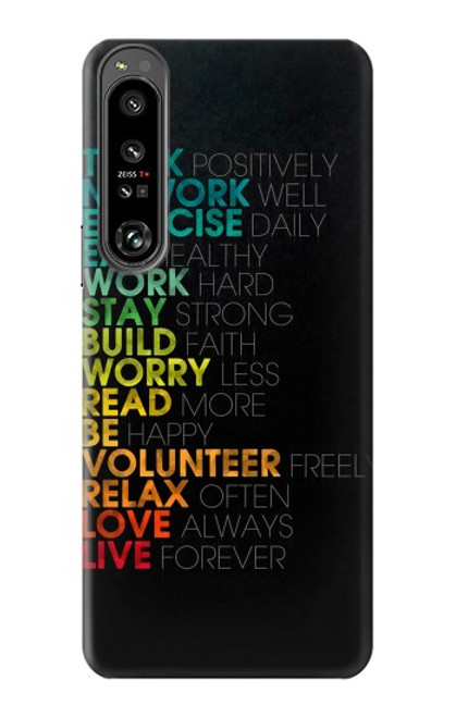 W3523 Think Positive Words Quotes Hülle Schutzhülle Taschen und Leder Flip für Sony Xperia 1 IV