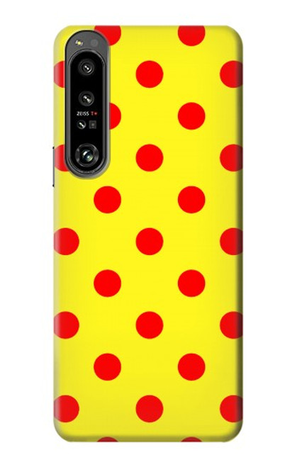 W3526 Red Spot Polka Dot Hülle Schutzhülle Taschen und Leder Flip für Sony Xperia 1 IV