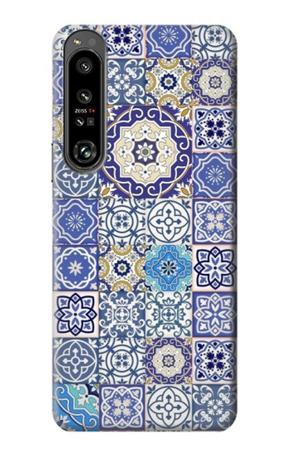 W3537 Moroccan Mosaic Pattern Hülle Schutzhülle Taschen und Leder Flip für Sony Xperia 1 IV