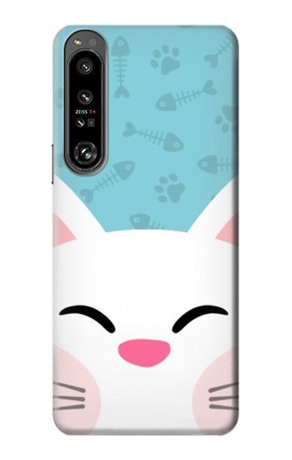 W3542 Cute Cat Cartoon Hülle Schutzhülle Taschen und Leder Flip für Sony Xperia 1 IV