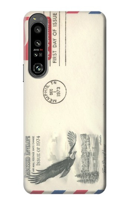 W3551 Vintage Airmail Envelope Art Hülle Schutzhülle Taschen und Leder Flip für Sony Xperia 1 IV