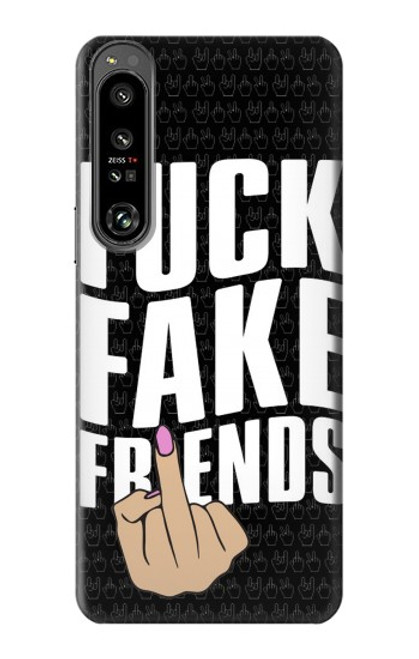 W3598 Middle Finger Fuck Fake Friend Hülle Schutzhülle Taschen und Leder Flip für Sony Xperia 1 IV