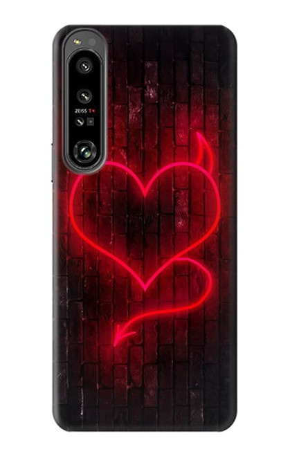 W3682 Devil Heart Hülle Schutzhülle Taschen und Leder Flip für Sony Xperia 1 IV