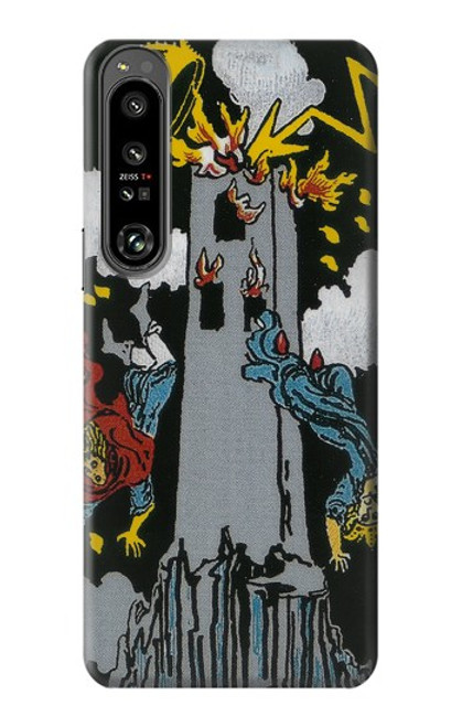 W3745 Tarot Card The Tower Hülle Schutzhülle Taschen und Leder Flip für Sony Xperia 1 IV