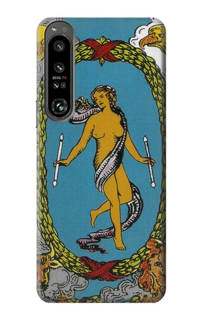 W3746 Tarot Card The World Hülle Schutzhülle Taschen und Leder Flip für Sony Xperia 1 IV