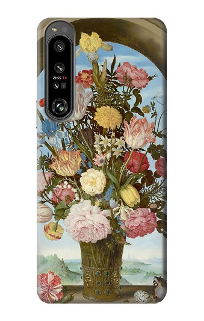 W3749 Vase of Flowers Hülle Schutzhülle Taschen und Leder Flip für Sony Xperia 1 IV