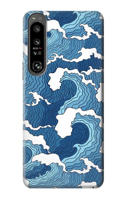 W3751 Wave Pattern Hülle Schutzhülle Taschen und Leder Flip für Sony Xperia 1 IV