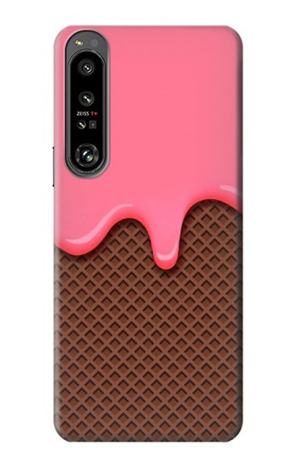 W3754 Strawberry Ice Cream Cone Hülle Schutzhülle Taschen und Leder Flip für Sony Xperia 1 IV