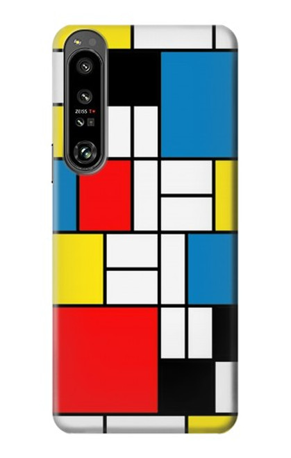 W3814 Piet Mondrian Line Art Composition Hülle Schutzhülle Taschen und Leder Flip für Sony Xperia 1 IV