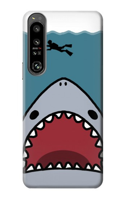 W3825 Cartoon Shark Sea Diving Hülle Schutzhülle Taschen und Leder Flip für Sony Xperia 1 IV