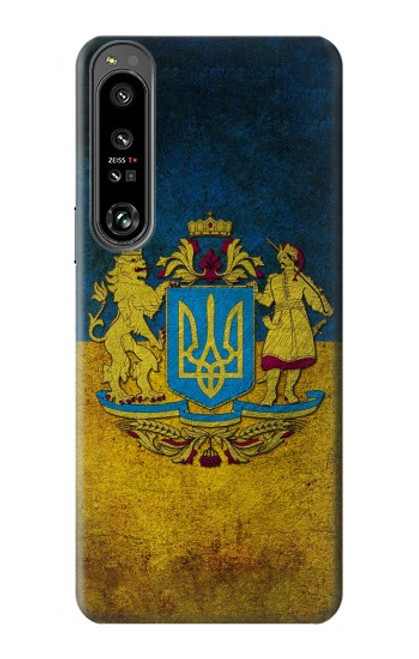 W3858 Ukraine Vintage Flag Hülle Schutzhülle Taschen und Leder Flip für Sony Xperia 1 IV