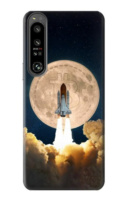 W3859 Bitcoin to the Moon Hülle Schutzhülle Taschen und Leder Flip für Sony Xperia 1 IV