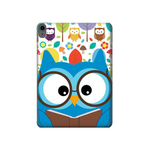 W2521 Cute Nerd Owl Cartoon Tablet Hülle Schutzhülle Taschen für iPad Air (2022,2020, 4th, 5th), iPad Pro 11 (2022, 6th)