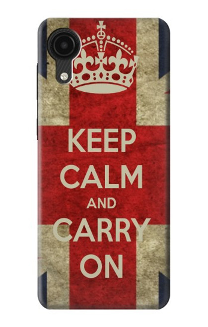 W0674 Keep Calm and Carry On Hülle Schutzhülle Taschen und Leder Flip für Samsung Galaxy A03 Core